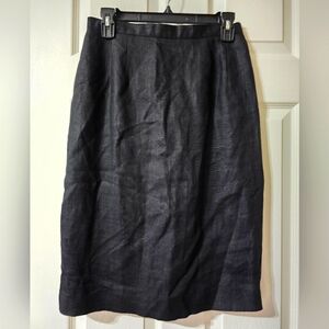 Vintage Talbots Irish Linen Classic Pencil Skirt, Black, Fully Lined, Sz 8, EUC!